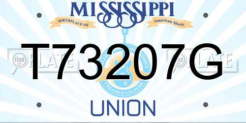 T73207G Mississippi License Plate