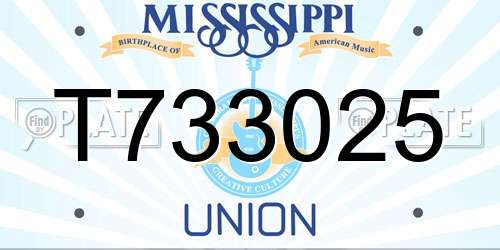 T733025 Mississippi License Plate