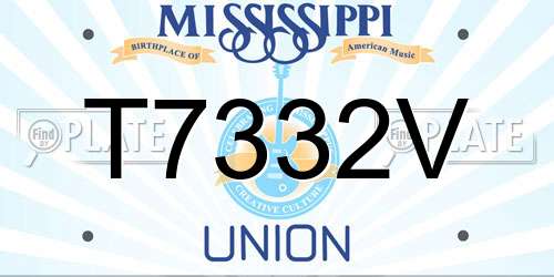 T7332V Mississippi License Plate