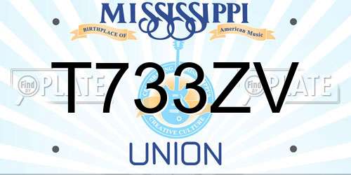 T733ZV Mississippi License Plate