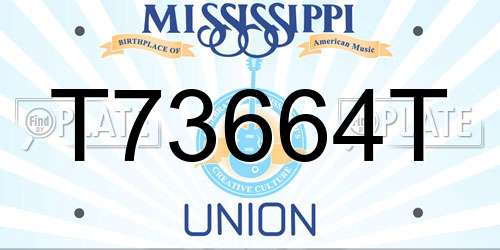 T73664T Mississippi License Plate