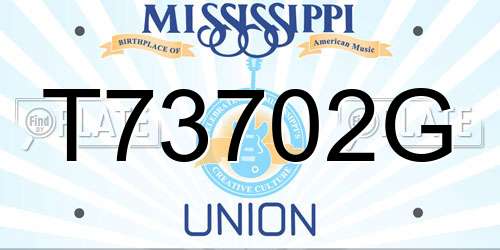 T73702G Mississippi License Plate