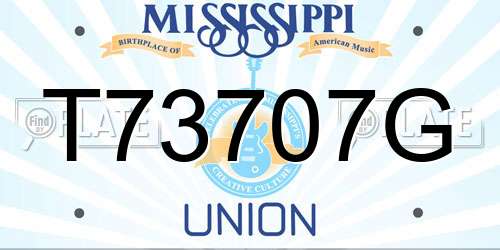 T73707G Mississippi License Plate
