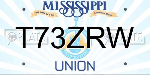T73ZRW Mississippi License Plate