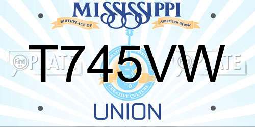 T745VW Mississippi License Plate