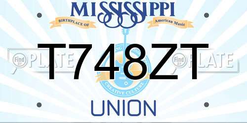 T748ZT Mississippi License Plate