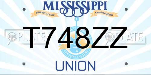 T748ZZ Mississippi License Plate