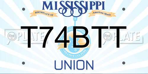 T74BTT Mississippi License Plate