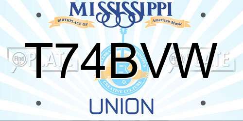 T74BVW Mississippi License Plate