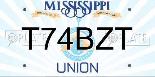 T74BZT Mississippi License Plate
