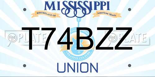 T74BZZ Mississippi License Plate