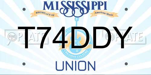 T74DDY Mississippi License Plate