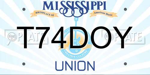 T74DOY Mississippi License Plate