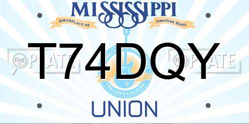 T74DQY Mississippi License Plate