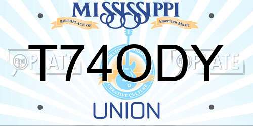 T74ODY Mississippi License Plate