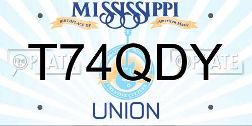T74QDY Mississippi License Plate