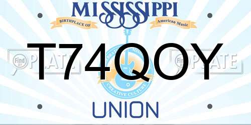 T74QOY Mississippi License Plate