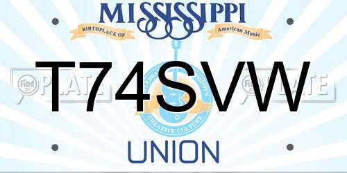 T74SVW Mississippi License Plate
