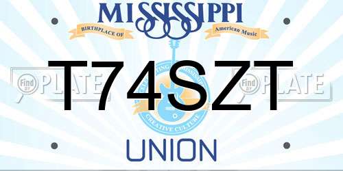 T74SZT Mississippi License Plate