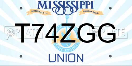 T74ZGG Mississippi License Plate
