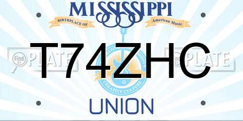 T74ZHC Mississippi License Plate