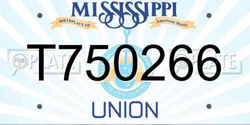 T750266 Mississippi License Plate