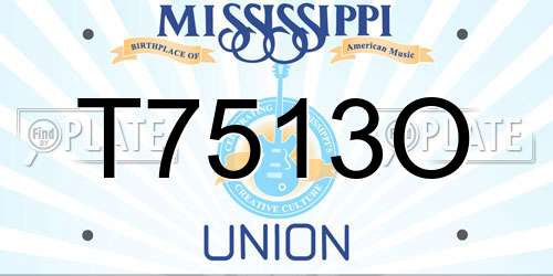 T7513O Mississippi License Plate