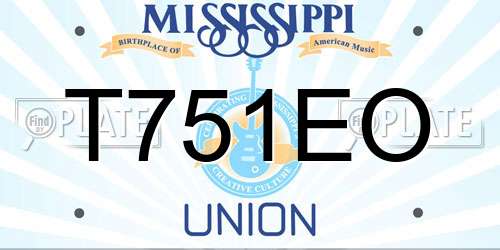 T751EO Mississippi License Plate