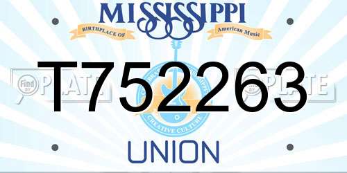T752263 Mississippi License Plate