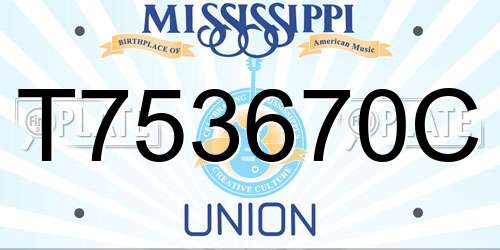 T753670C Mississippi License Plate