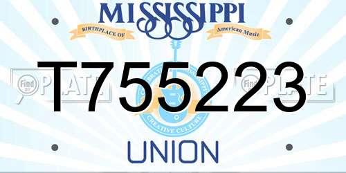 T755223 Mississippi License Plate