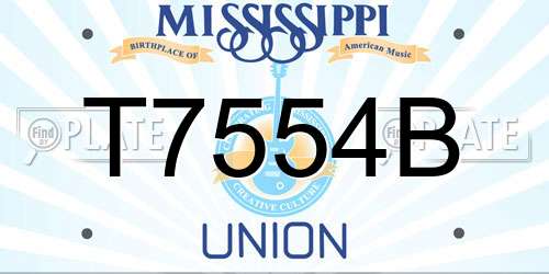 T7554B Mississippi License Plate