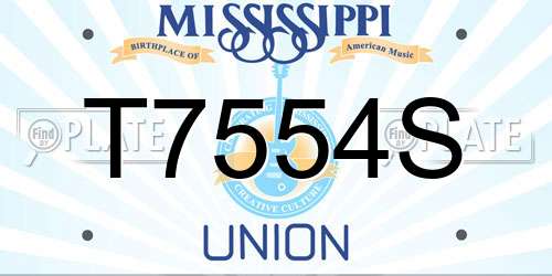 T7554S Mississippi License Plate