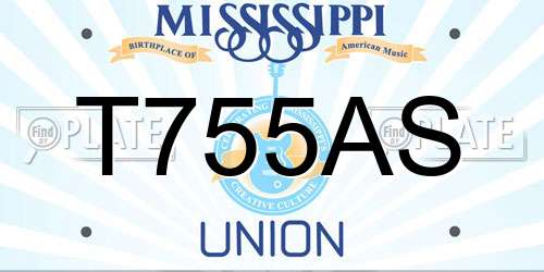 T755AS Mississippi License Plate