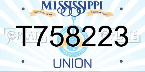 T758223 Mississippi License Plate