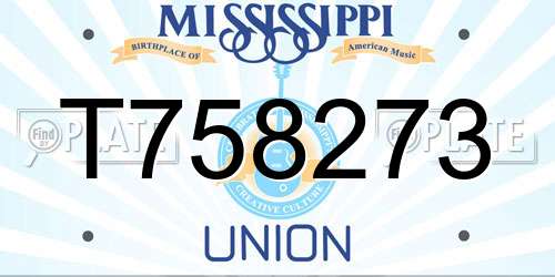 T758273 Mississippi License Plate
