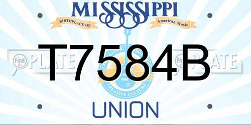 T7584B Mississippi License Plate