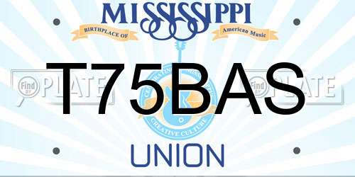 T75BAS Mississippi License Plate