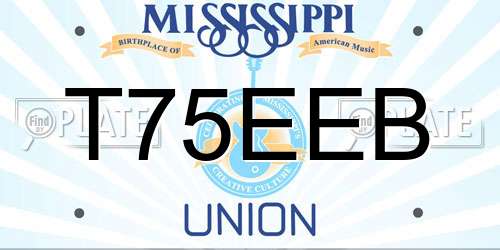 T75EEB Mississippi License Plate