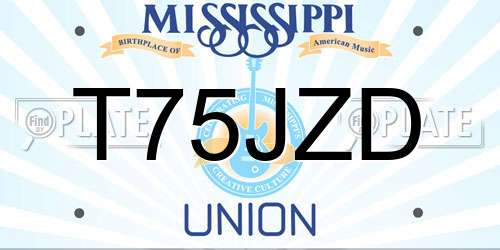 T75JZD Mississippi License Plate