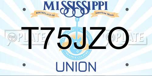 T75JZO Mississippi License Plate
