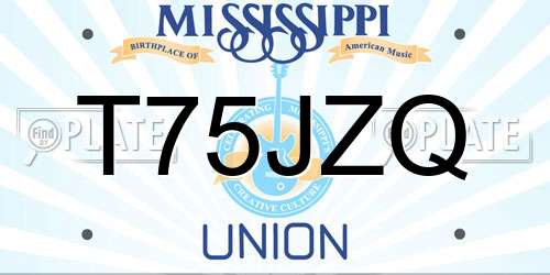 T75JZQ Mississippi License Plate