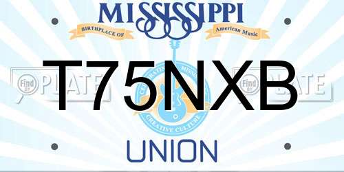 T75NXB Mississippi License Plate