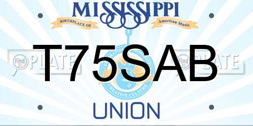 T75SAB Mississippi License Plate