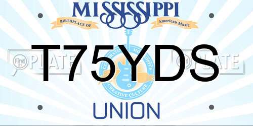 T75YDS Mississippi License Plate