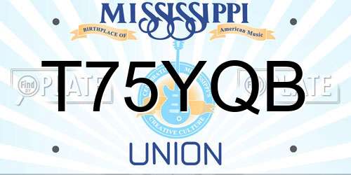 T75YQB Mississippi License Plate