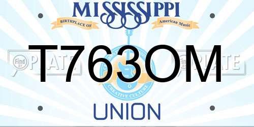 T763OM Mississippi License Plate