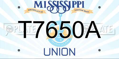 T7650A Mississippi License Plate