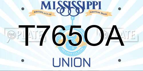 T765OA Mississippi License Plate