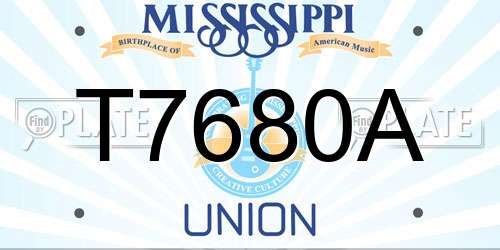 T7680A Mississippi License Plate